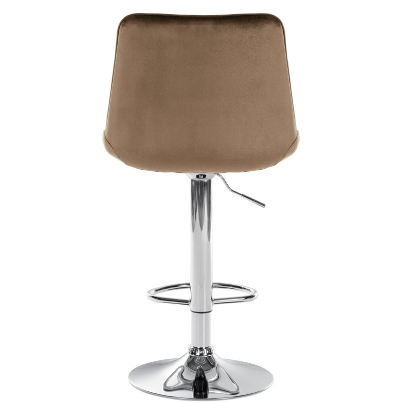 Tabouret de bar Toni en velours, marron chromé