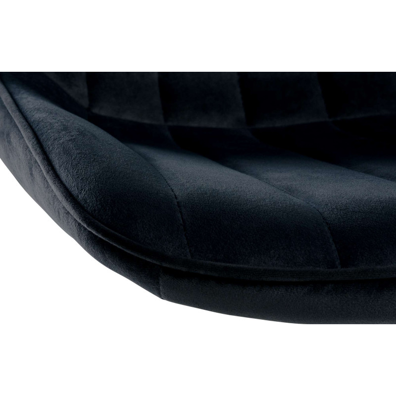 Tabouret de bar Toni en velours, chromé, noir