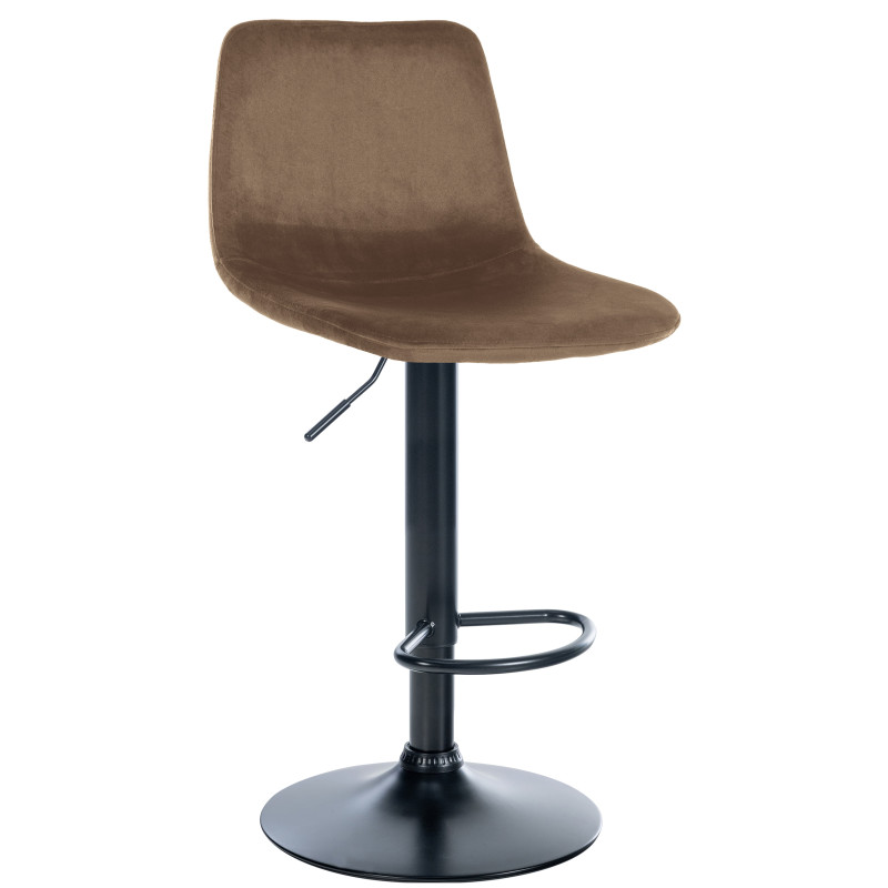 Tabouret de bar Divo, velours, noir/marron