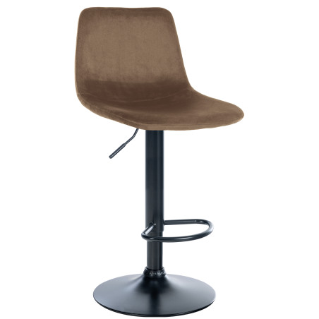 Tabouret de bar Divo, velours, noir/marron