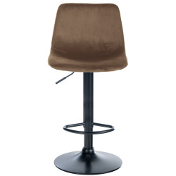 Tabouret de bar Divo, velours, noir/marron