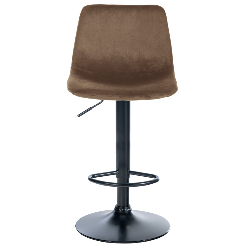 Tabouret de bar Divo, velours, noir/marron