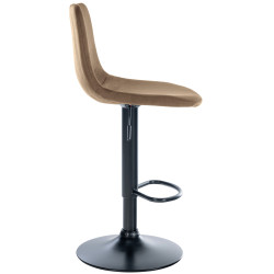 Tabouret de bar Divo, velours, noir/marron