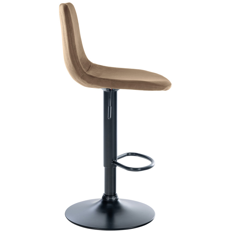 Tabouret de bar Divo, velours, noir/marron