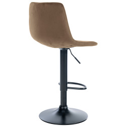 Tabouret de bar Divo, velours, noir/marron