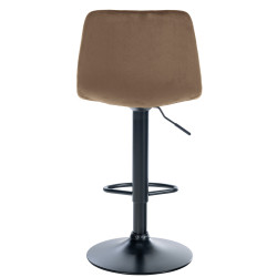 Tabouret de bar Divo, velours, noir/marron