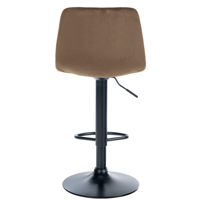 Tabouret de bar Divo, velours, noir/marron