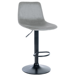 Tabouret de bar Divo, velours, noir et gris