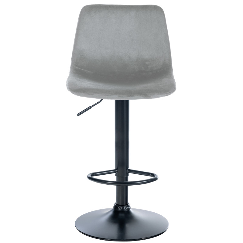 Tabouret de bar Divo, velours, noir et gris