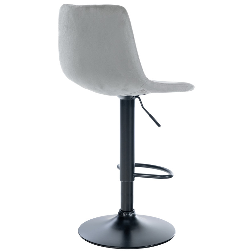 Tabouret de bar Divo, velours, noir et gris