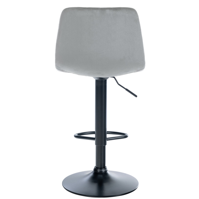 Tabouret de bar Divo, velours, noir et gris