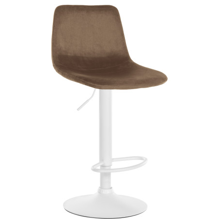 Tabouret de bar Divo en velours, blanc/marron