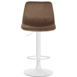 Tabouret de bar Divo en velours, blanc/marron