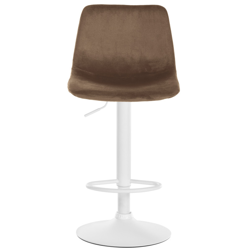 Tabouret de bar Divo en velours, blanc/marron