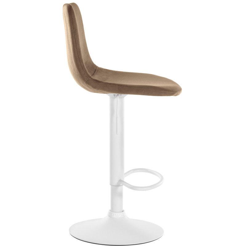 Tabouret de bar Divo en velours, blanc/marron