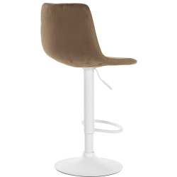 Tabouret de bar Divo en velours, blanc/marron