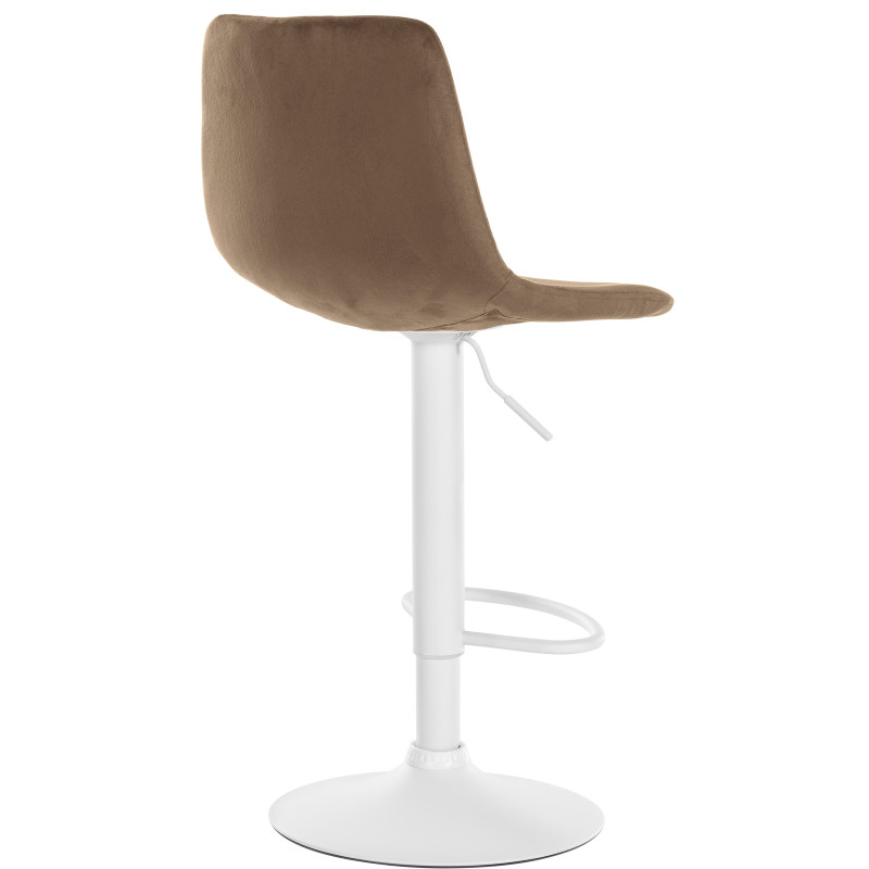 Tabouret de bar Divo en velours, blanc/marron