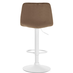Tabouret de bar Divo en velours, blanc/marron