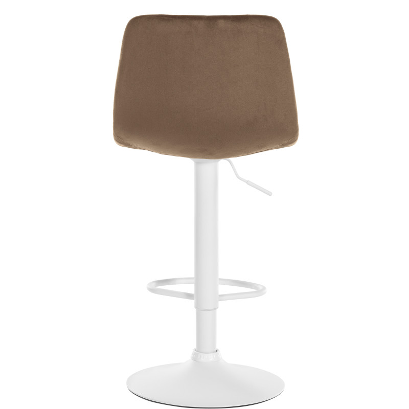 Tabouret de bar Divo en velours, blanc/marron