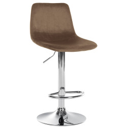 Tabouret de bar Divo, velours, chrome, marron
