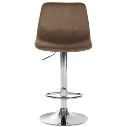 Tabouret de bar Divo, velours, chrome, marron