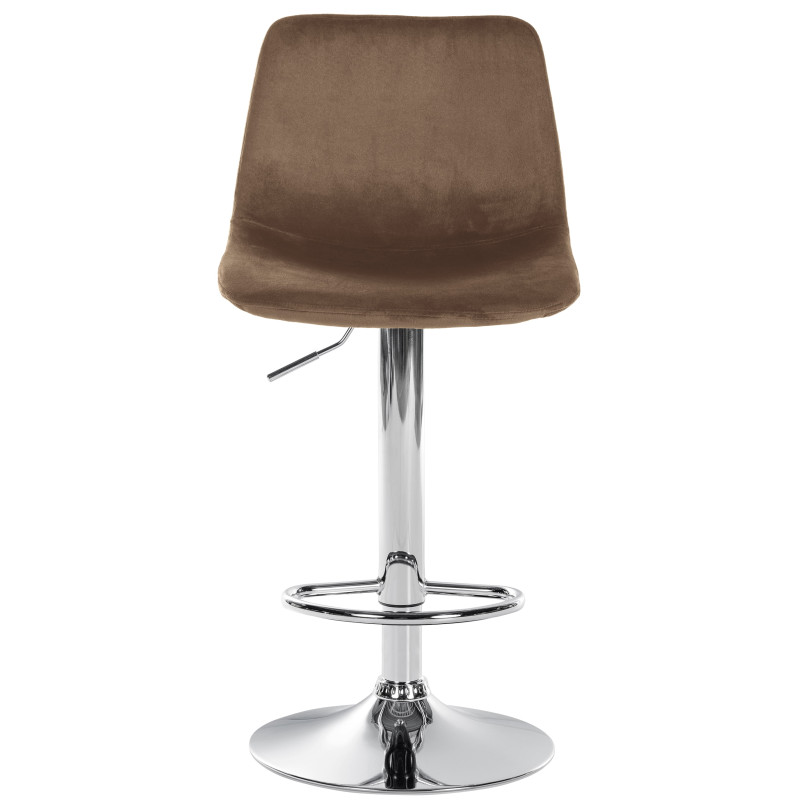 Tabouret de bar Divo, velours, chrome, marron
