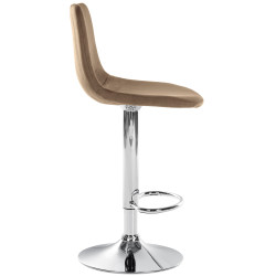 Tabouret de bar Divo, velours, chrome, marron