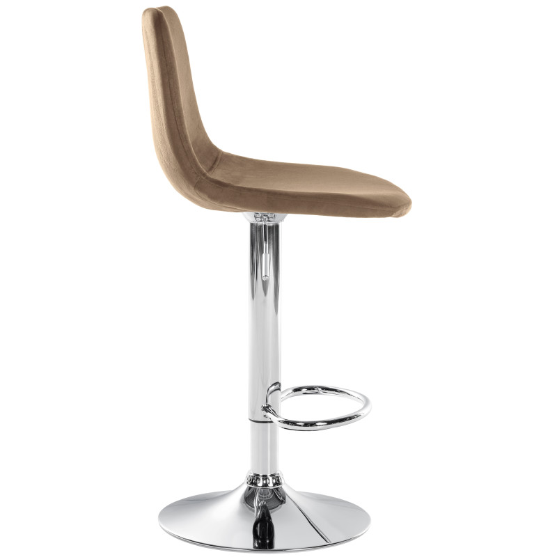 Tabouret de bar Divo, velours, chrome, marron