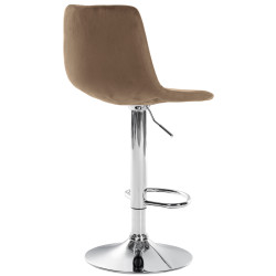 Tabouret de bar Divo, velours, chrome, marron