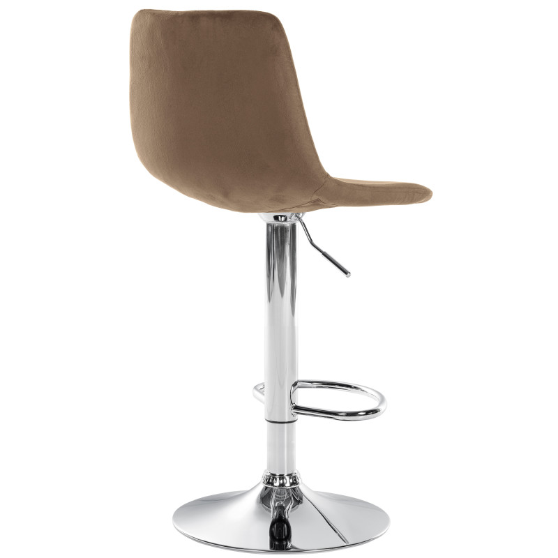 Tabouret de bar Divo, velours, chrome, marron