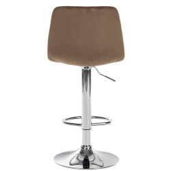 Tabouret de bar Divo, velours, chrome, marron