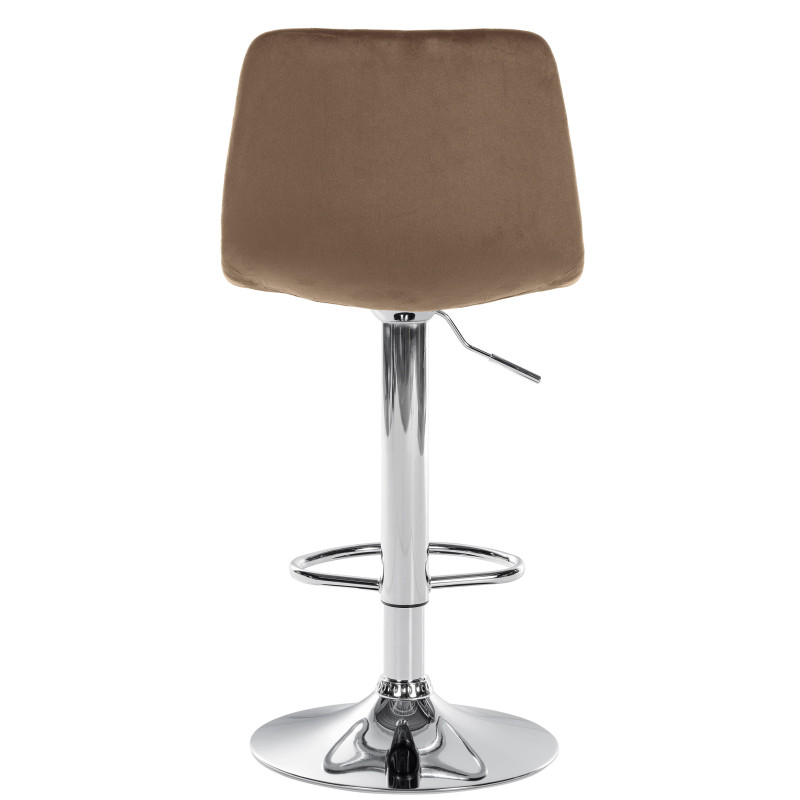 Tabouret de bar Divo, velours, chrome, marron