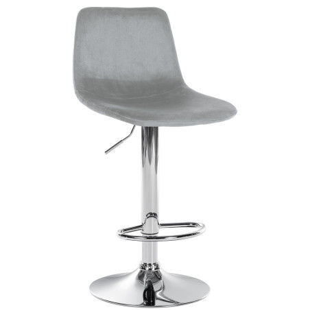 Taburete de bar Divo, terciopelo, cromo, gris