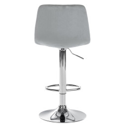Tabouret de bar Divo, velours, chrome, gris