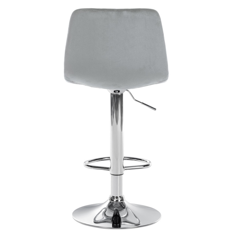 Tabouret de bar Divo, velours, chrome, gris