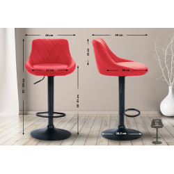 Tabouret de bar Lazio, similicuir, noir et rouge