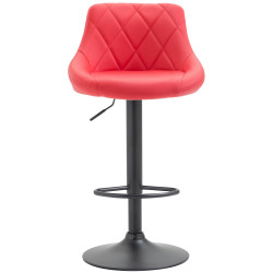 Taburete de bar Lazio, piel sintética, negro y rojo