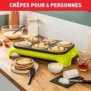 TEFAL Appareil a crepes, Crepiere, 6 mini crepes, Revetement antiadhésif, Fonction Thermospot, Fabriqué en France, Vert PY559312