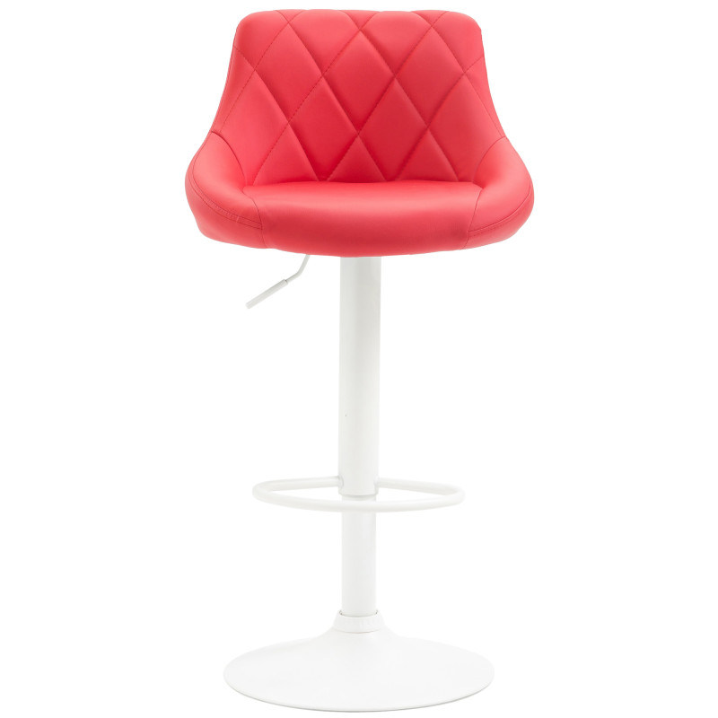 Banqueta de bar Lazio, couro sintético, branco/vermelho