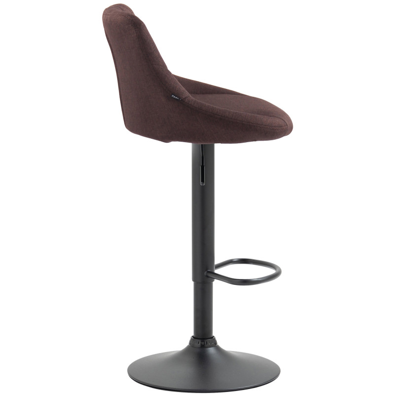 Tabouret de bar Lazio, tissu noir et marron