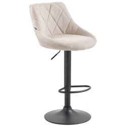 Tabouret de bar Lazio, tissu, noir et crème