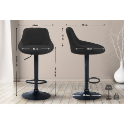 Tabouret de bar Lazio, tissu noir
