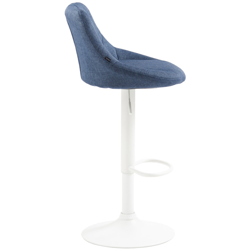 Tabouret de bar Lazio, tissu, blanc/bleu