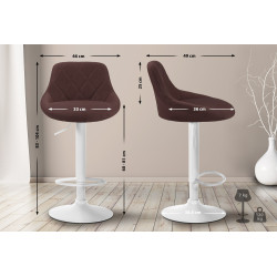 Tabouret de bar Lazio, tissu, blanc/marron