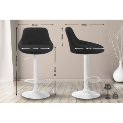 Tabouret de bar Lazio, tissu, blanc/noir