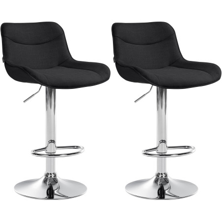 Lot de 2 tabourets de bar Vonore tissu chrome noir
