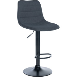 Tabouret de bar Lex, tissu : noir/gris foncé