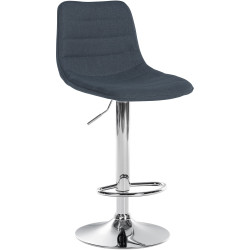 Tabouret de bar Lex, tissu, chrome, gris foncé