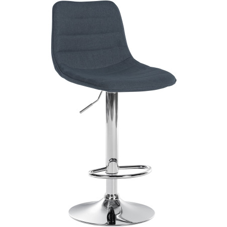 Tabouret de bar Lex, tissu, chrome, gris foncé