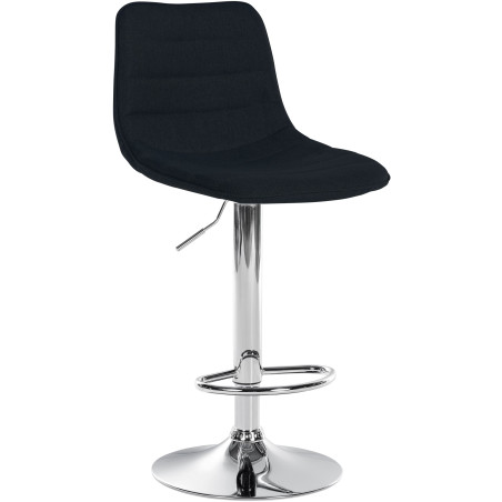 Tabouret de bar Lex, tissu, chrome, noir